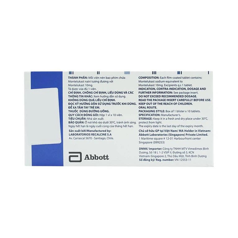 Thuốc Smart-Air 10mg Abbott điều trị hen phế quản mạn tính (1 vỉ x 10 viên)