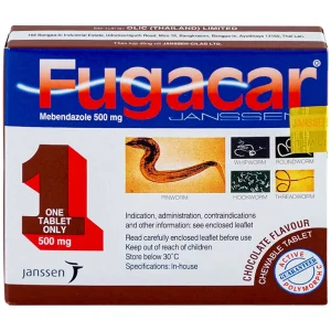 Thuốc Fugacar Janssen hương socola điều trị nhiễm một hay nhiều loại giun đường ruột (1 viên)