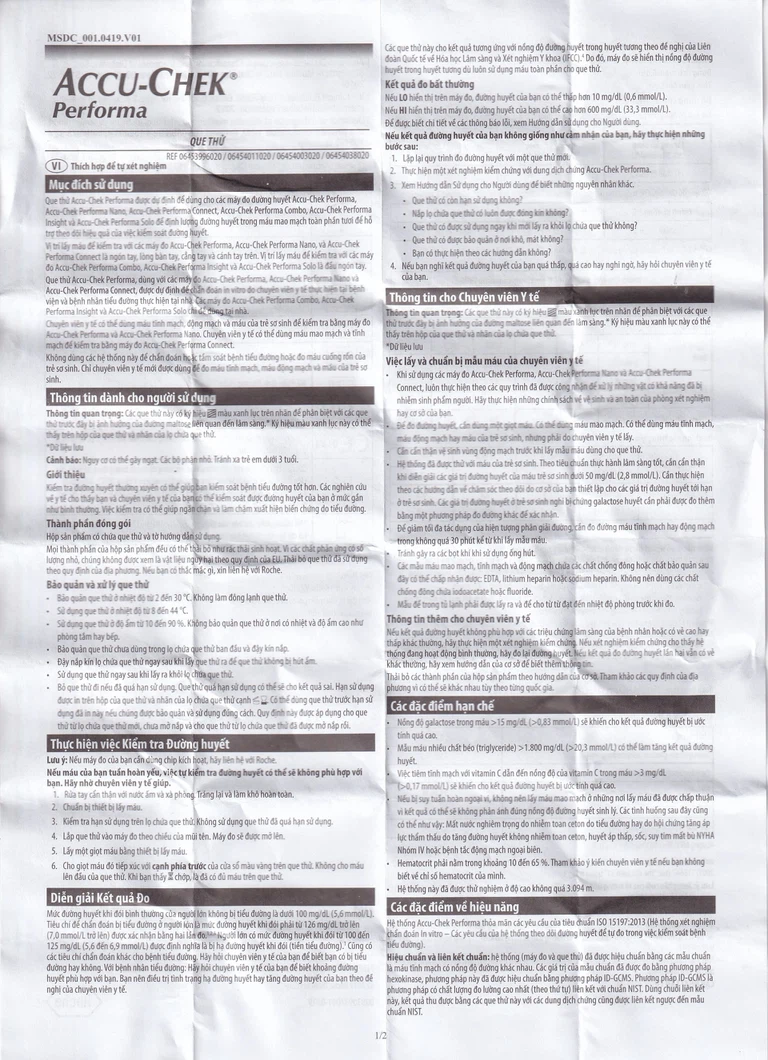 Que thử đường huyết Accu-Chek Performa (50 que)