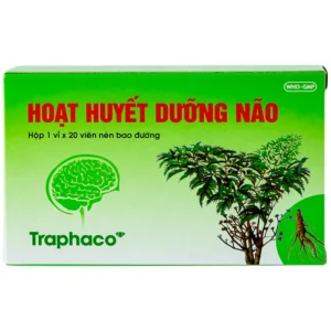 Thuốc Hoạt Huyết Dưỡng Não bao đường Traphaco điều trị suy giảm trí nhớ, căng thẳng thần kinh (1 vỉ x 20 viên)