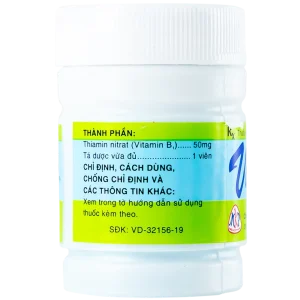 Thuốc Vitamin B1 50mg Mekophar điều trị thiếu Vitamin B (100 viên)