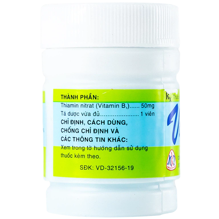 Thuốc Vitamin B1 50mg Mekophar điều trị thiếu Vitamin B (100 viên)