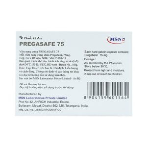 Thuốc Pregasafe 75 MSN điều trị đau thần kinh, động kinh (3 vỉ x 10 viên)