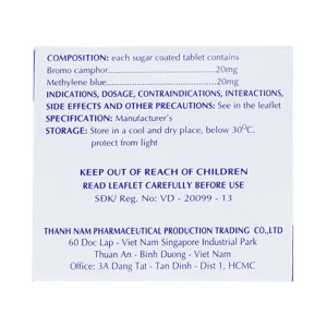 Thuốc TanaMisolblue Thành Nam điều trị hỗ trợ viêm, đau trong nhiễm trùng đường tiểu (10 vỉ x 10 viên)