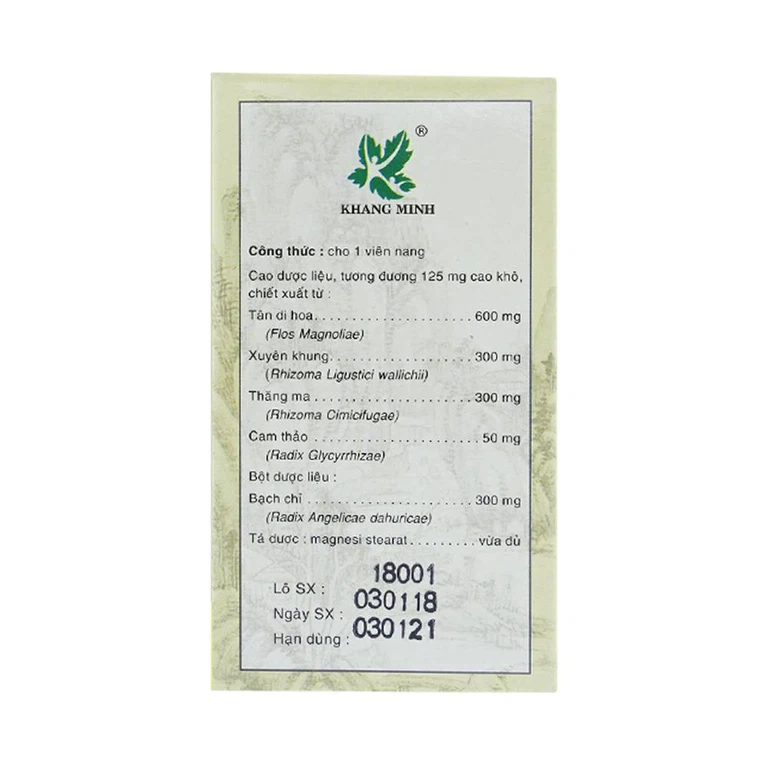 Thuốc Tỷ Viêm Nang Khang Minh điều trị viêm xoang, viêm mũi dị ứng (60 viên)