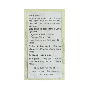 Thuốc Tỷ Viêm Nang Khang Minh điều trị viêm xoang, viêm mũi dị ứng (60 viên)