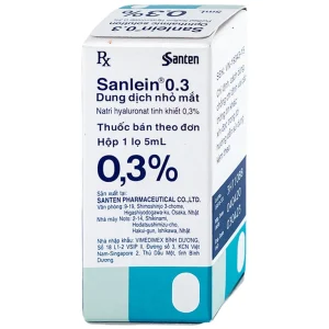 Thuốc nhỏ mắt Sanlein 0.3% Santen hỗ trợ điều trị rối loạn biểu mô kết giác mạc (5ml)