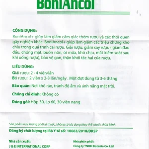 Viên uống BoniAncol Botania giảm cảm giác thèm rượu và thói quen gây nghiện khác (60 viên)