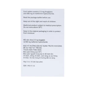 Thuốc Trajenta Duo 2.5mg/500mg Boehringer điều trị đái tháo đường típ 2 (3 vỉ x 10 viên)