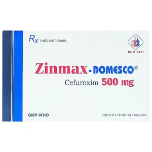 Thuốc Zinmax-Domesco 500mg điều trị nhiễm khuẩn da, nhiễm khuẩn đường tiết niệu (3 vỉ x 10 viên)