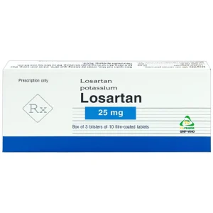 Viên nén Losartan 25mg TV.Pharm điều trị tăng huyết áp (3 vỉ x 10 viên)