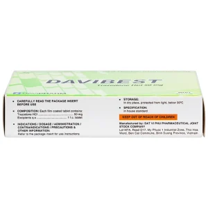 Thuốc Davibest 50mg Davipharm làm giảm triệu chứng của tất cả các dạng trầm cảm (30 viên)