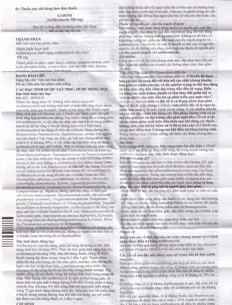 Thuốc Garosi Bluepharma điều trị nhiễm khuẩn (1 vỉ x 3 viên)