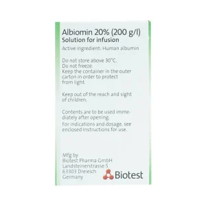 Dịch truyền Albiomin 20% Biotest điều trị cấp cứu trường hợp choáng do giảm thể tích máu (50ml)