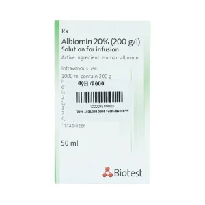 Dịch truyền Albiomin 20% Biotest điều trị cấp cứu trường hợp choáng do giảm thể tích máu (50ml)