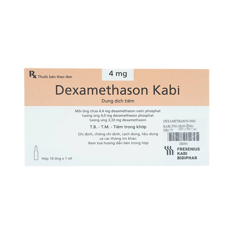 Thuốc Dexamethason Kabi 4mg dùng trong dị ứng nặng (10 ống)