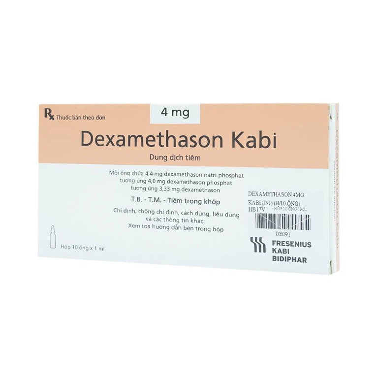 Thuốc Dexamethason Kabi 4mg dùng trong dị ứng nặng (10 ống)