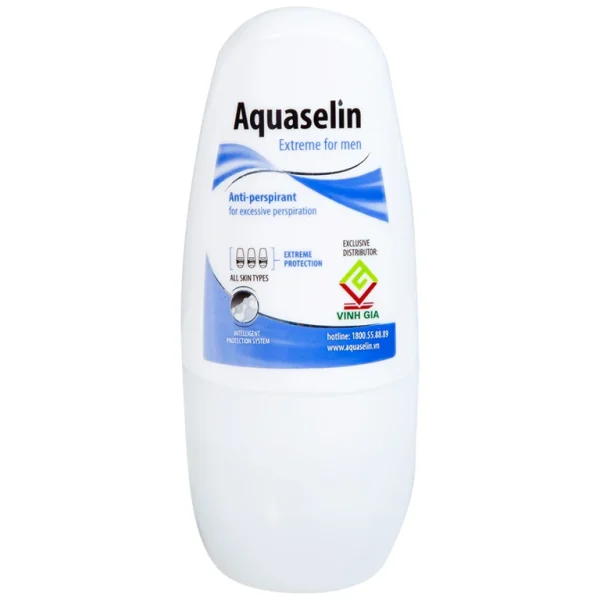 Lăn khử mùi Aquaselin Extreme For Men dùng cho vùng nách dành cho nam giới, giảm mồ hôi (50ml)
