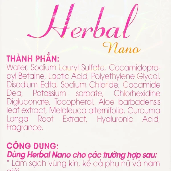 Gel tắm và vệ sinh phụ nữ Herbal Nano Vinapharma giúp làm sạch, kháng viêm (105ml)