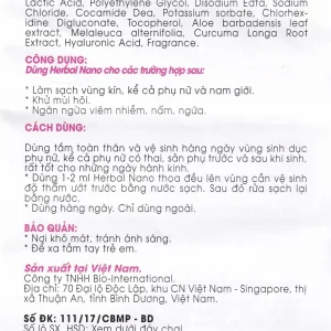 Gel tắm và vệ sinh phụ nữ Herbal Nano Vinapharma giúp làm sạch, kháng viêm (105ml)