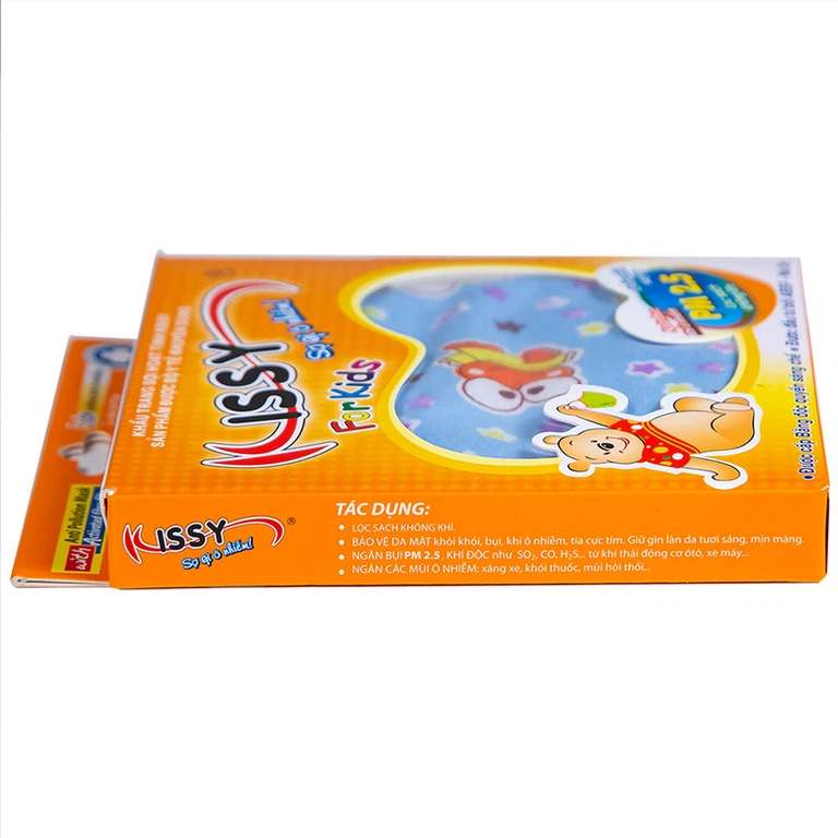 Khẩu trang sợi hoạt tính Kissy For Kids size S cho bé giúp lọc sạch không khí, ngăn bụi, khí ô nhiễm