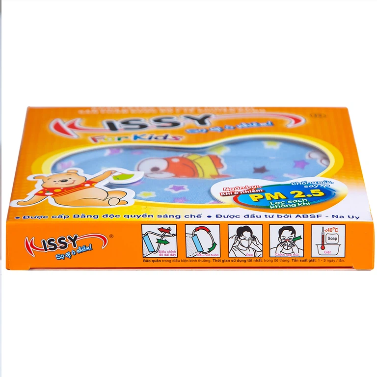 Khẩu trang sợi hoạt tính Kissy For Kids size S cho bé giúp lọc sạch không khí, ngăn bụi, khí ô nhiễm