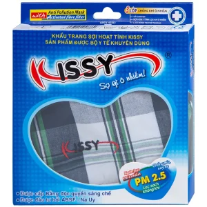 Khẩu trang sợi hoạt tính Kissy size L 3 lớp giúp lọc sạch không khí, ngăn bụi, khí ô nhiễm