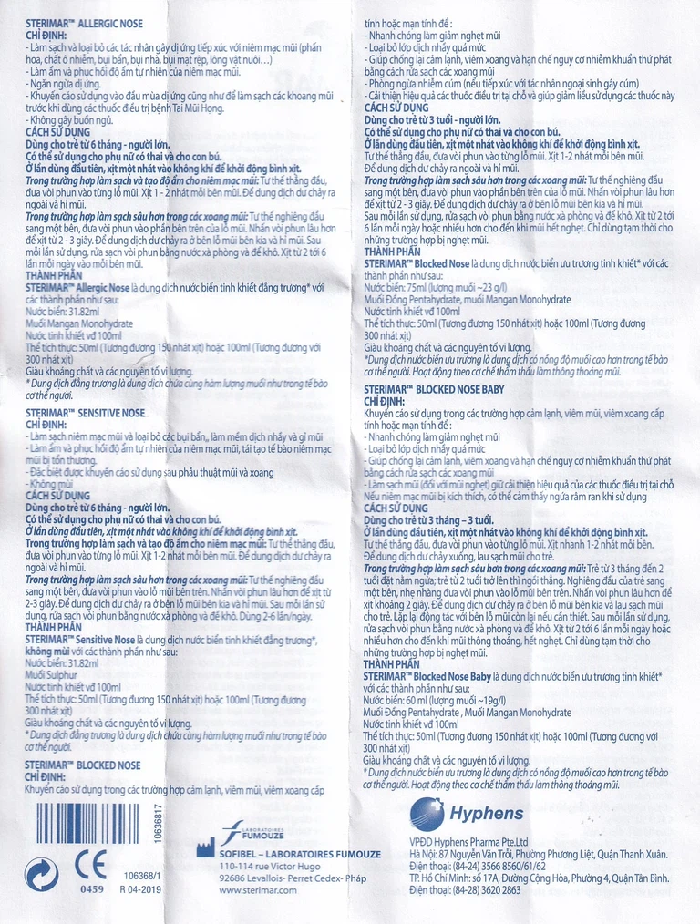Dung dịch xịt mũi Stérimar Blocked Nose Baby 50ml làm sạch, loại bỏ bụi bẩn niêm mạc mũi cho trẻ từ 3 tháng - 3 tuổi