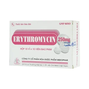 Thuốc Erythromycin 250mg Mekophar điều trị nhiễm khuẩn (10 vỉ x 10 viên)