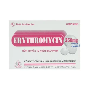 Thuốc Erythromycin 250mg Mekophar điều trị nhiễm khuẩn (10 vỉ x 10 viên)