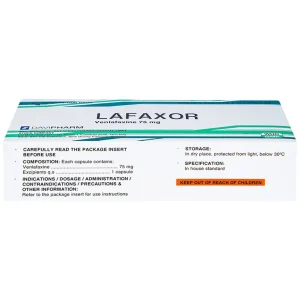 Viên nang cứng Lafaxor 75mg DaviPharm chống trầm cảm, lo âu (3 vỉ x 10 viên)