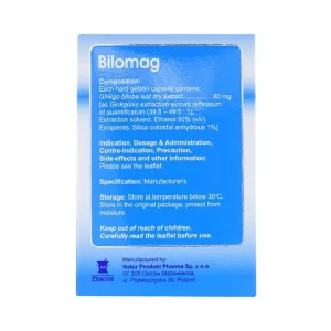 Thuốc Bilomag 80mg Natur Produkt Pharma điều trị suy tuần hoàn não, giảm chú ý tập trung (6 vỉ x 10 viên)