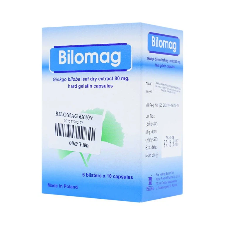 Thuốc Bilomag 80mg Natur Produkt Pharma điều trị suy tuần hoàn não, giảm chú ý tập trung (6 vỉ x 10 viên)