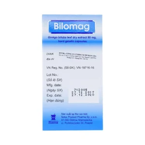 Thuốc Bilomag 80mg Natur Produkt Pharma điều trị suy tuần hoàn não, giảm chú ý tập trung (6 vỉ x 10 viên)