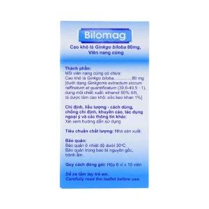 Thuốc Bilomag 80mg Natur Produkt Pharma điều trị suy tuần hoàn não, giảm chú ý tập trung (6 vỉ x 10 viên)