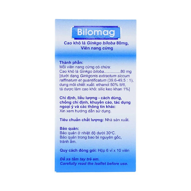 Thuốc Bilomag 80mg Natur Produkt Pharma điều trị suy tuần hoàn não, giảm chú ý tập trung (6 vỉ x 10 viên)