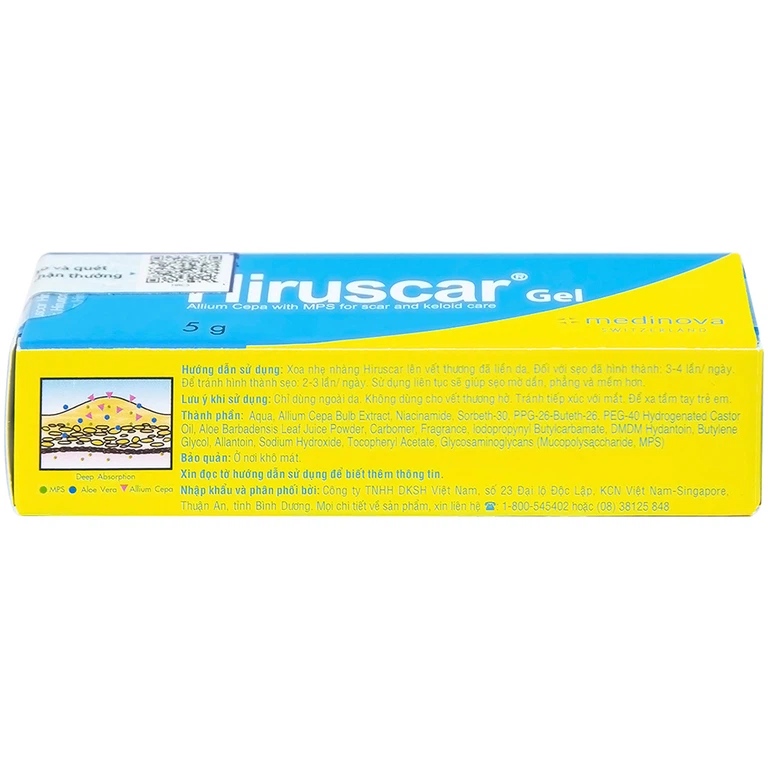 Gel Hiruscar Medinova điều trị sẹo lõm, sẹo lồi do phẫu thuật (5g)