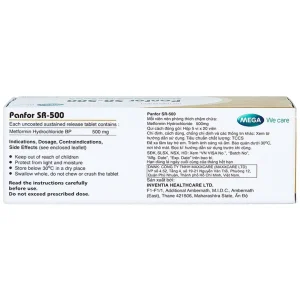 Viên nén Panfor SR-500 MEGA We Care điều trị bệnh đái tháo đường típ 2 (5 vỉ x 20 viên)