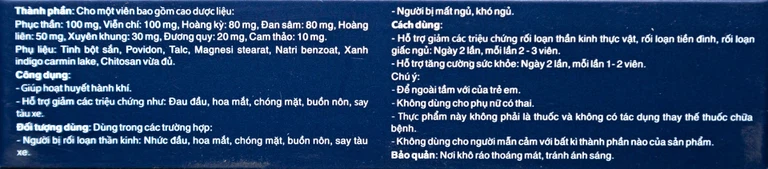 Viên uống Trấn Kinh An IPHA giúp hoạt huyết hành khí, giảm các triệu chứng rối loạn thần kinh (3 vỉ x 10 viên)