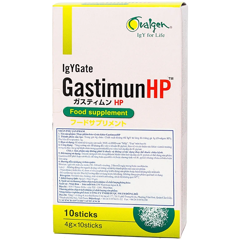 Bột pha uống Gastimun-HP Ovalgen hỗ trợ điều trị viêm loét dạ dày do H. pylori (10 gói x 4g)