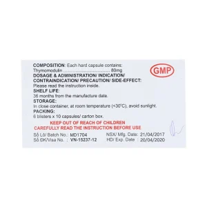 Thuốc Semozine Capsule 80mg YooYuong hỗ trợ dự phòng tái phát nhiễm khuẩn hô hấp (6 vỉ x 10 viên)