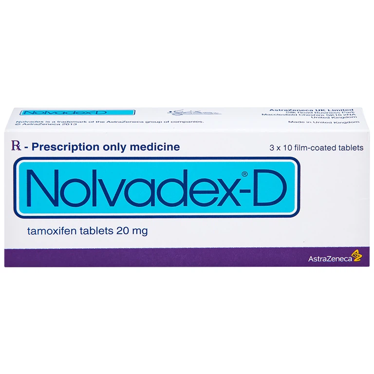 Viên nén Nolvadex-D AstraZeneca điều trị ung thư vú (3 vỉ x 10 viên)