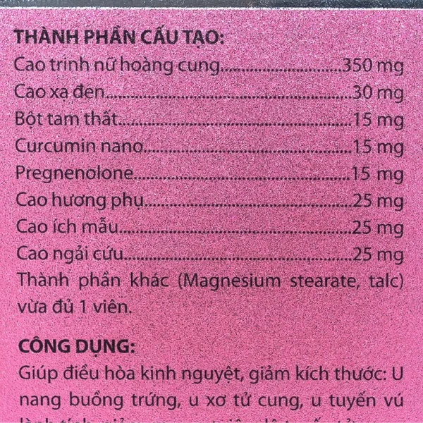 Viên uống An Phụ Khang An Châu giảm các triệu chứng u nang buồng trứng, u xơ tử cung (60 viên)
