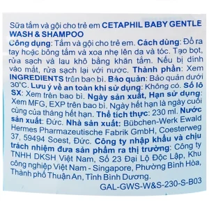 Sữa tắm và gội cho trẻ em Cetaphil Baby Gentle Wash And Shampoo (230ml)
