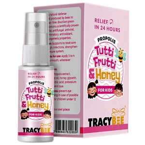 Keo ong xanh Tracybee Propolis Tutti Frutti & Honey vị trái cây giúp giảm đau, viêm họng, ho do nhiễm khuẩn (30ml)