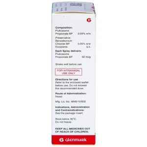 Xịt mũi Flusort 50mcg/liều Glenmark điều trị viêm mũi dị ứng theo mùa, viêm mũi quanh năm (120 liều)