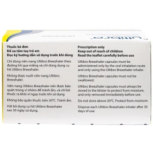Thuốc Ultibro Breezhaler Novartis điều trị giảm triệu chứng bệnh phổi mạn tính tắc nghẽn (5 vỉ x 6 viên)