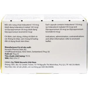 Thuốc Ultibro Breezhaler Novartis điều trị giảm triệu chứng bệnh phổi mạn tính tắc nghẽn (5 vỉ x 6 viên)