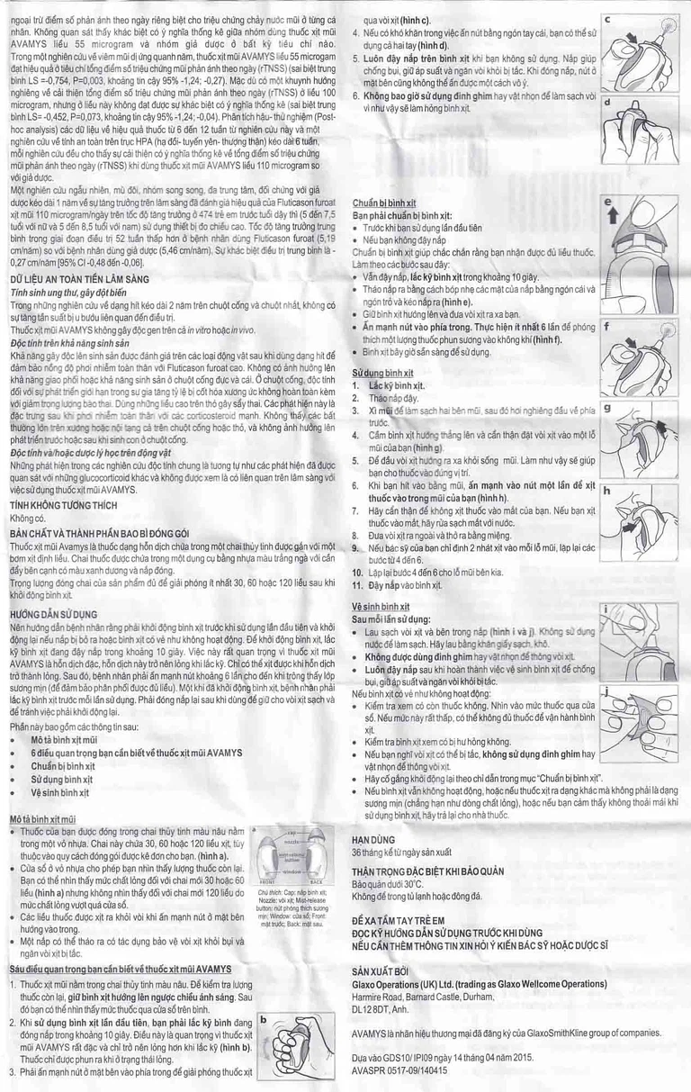 Thuốc xịt mũi Avamys 27.5mcg GSK điều trị chảy nước mũi, xung huyết mũi (30 liều xịt)