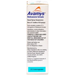 Thuốc xịt mũi Avamys 27.5mcg GSK điều trị chảy nước mũi, xung huyết mũi (30 liều xịt)